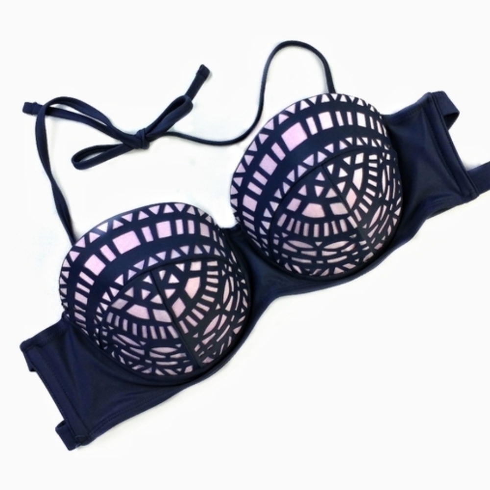 Xhileration charcoal laser cut bikini top size medium